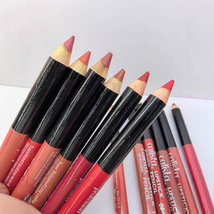 Cross-Border Lip Liner 3-in-1 Multifunctional Eyeliner Eyebrow Liner 12-Color Wooden Lip Pencil Lipstick Pen