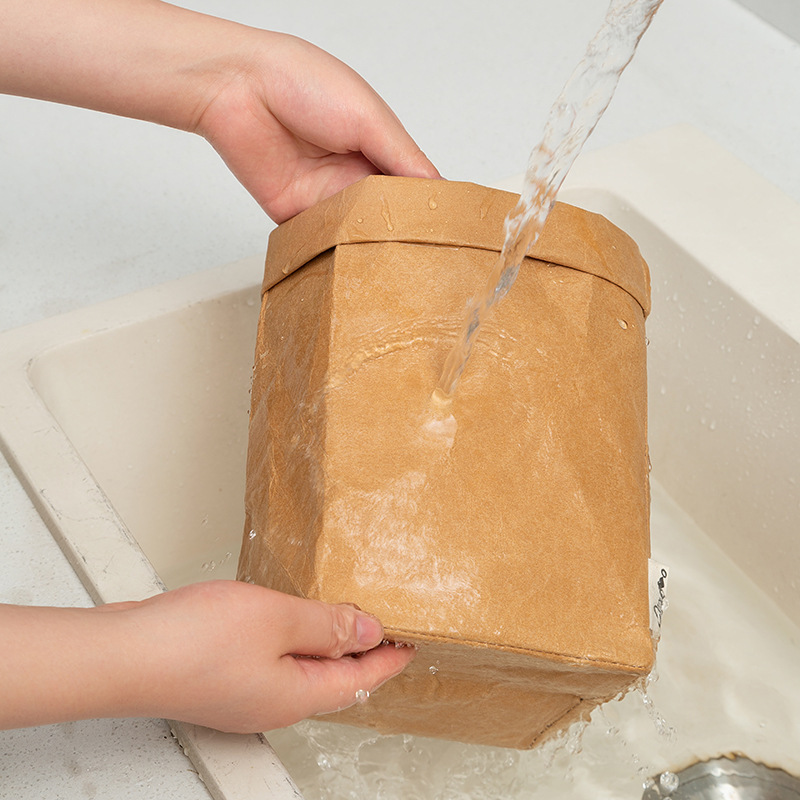 Multi-Purpose Washable Kraft Paper Bag Refrigerator Kitchen Storage Bag Office Desk Storage Thickeneded Large Food Grade
