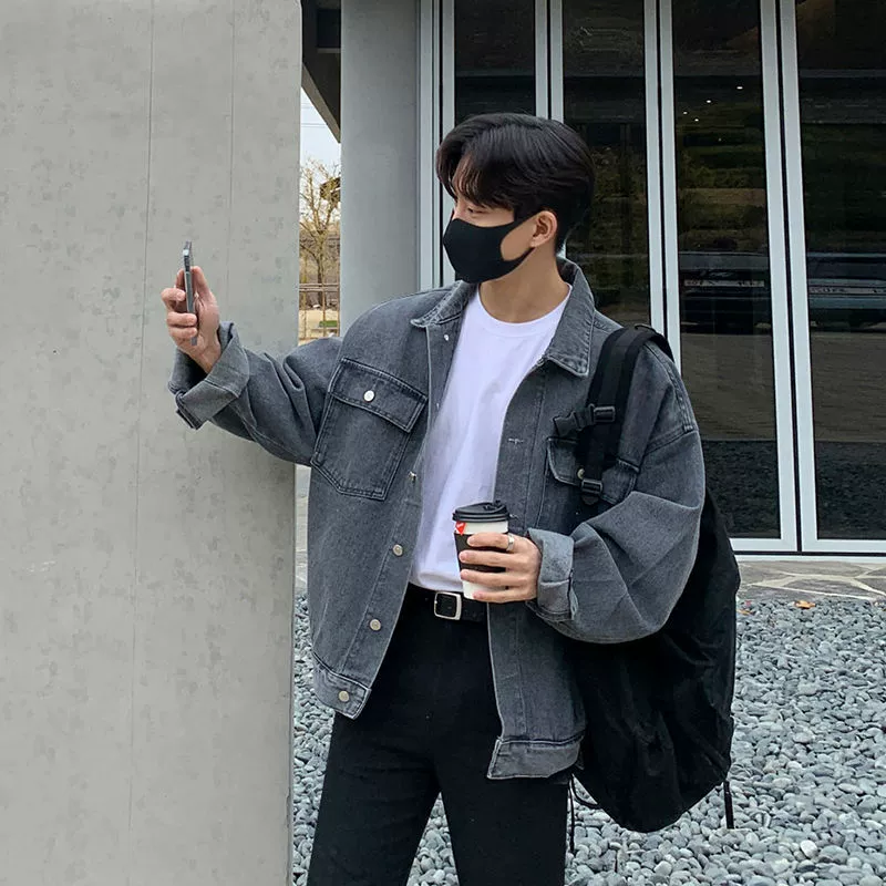 MYQ джинсовое Пальто мужское на весну и осень модная Красивая свободная универсальная рабочая одежда с лацканами куртка топ в Корейском стиле
