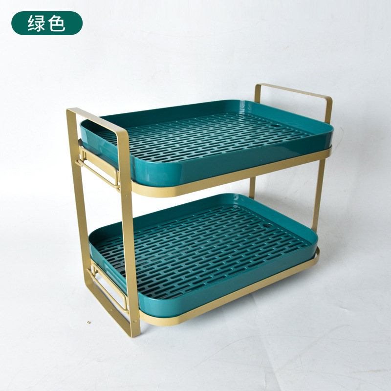 Estante de almacenamiento de taza de té de doble capa, estante de almacenamiento de taza de té y hervidor, estante de drenaje de doble capa con bandeja, estante de almacenamiento doméstico