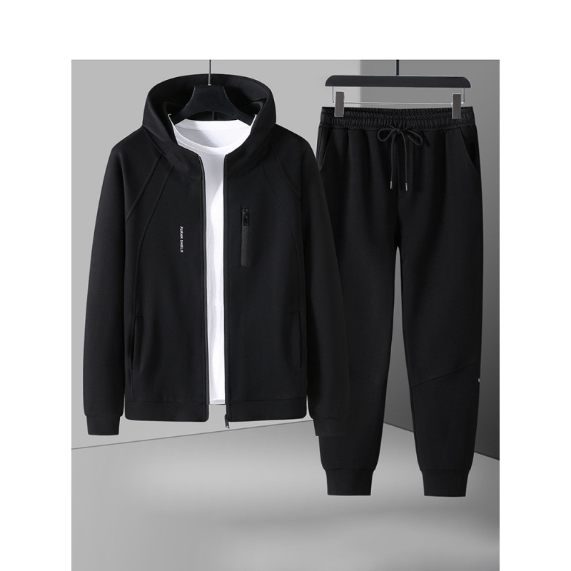 Autumn New Zipper Hooded Sports Jacket Casual Suit Men's Versatile Slim Cardigan Sweatshirt Pants Two-Piece Set