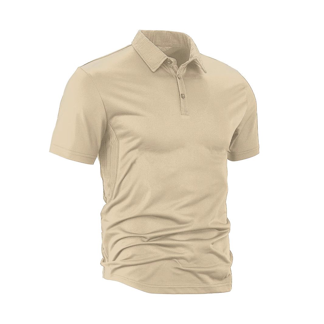 Monochrome Man- Monochrome Man- 25 New Cross-Border Breathable Summer Short Sleeve Solid Color Turn-Down Collar Button Casual Sports Men's Polo_voghion.com