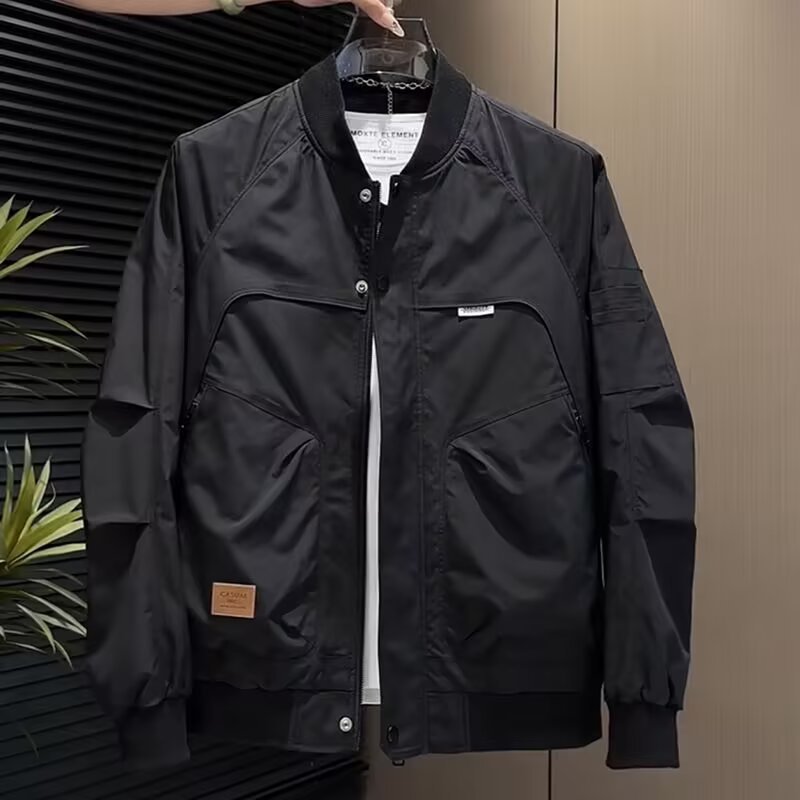 棒球服线条夹克男2025秋季潮牌工装男装美式复古宽松飞行员外套男|undefined