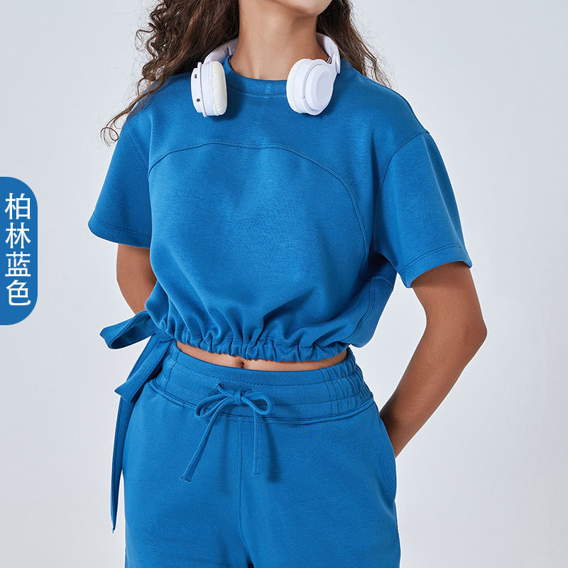 Otoño y invierno nuevo tipo de capa de aire de algodón suelto pantalones cortos deportivos simples para mujeres de doble bolsillo pantalones de yoga