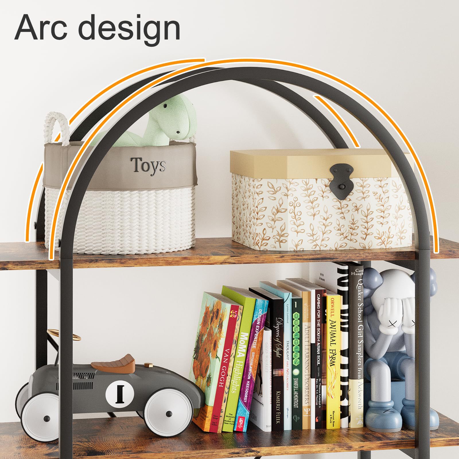 Estante de arco personalizado estante de almacenamiento de piso estante de almacenamiento multicapa con cesta estante bajo doméstico estante de arco sala de estar
