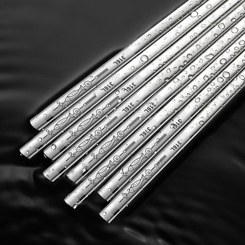 316 stainless steel chopsticks household non-slip and anti-mold square head chopsticks with fish and half square chopsticks every year, gift set of ten pairs