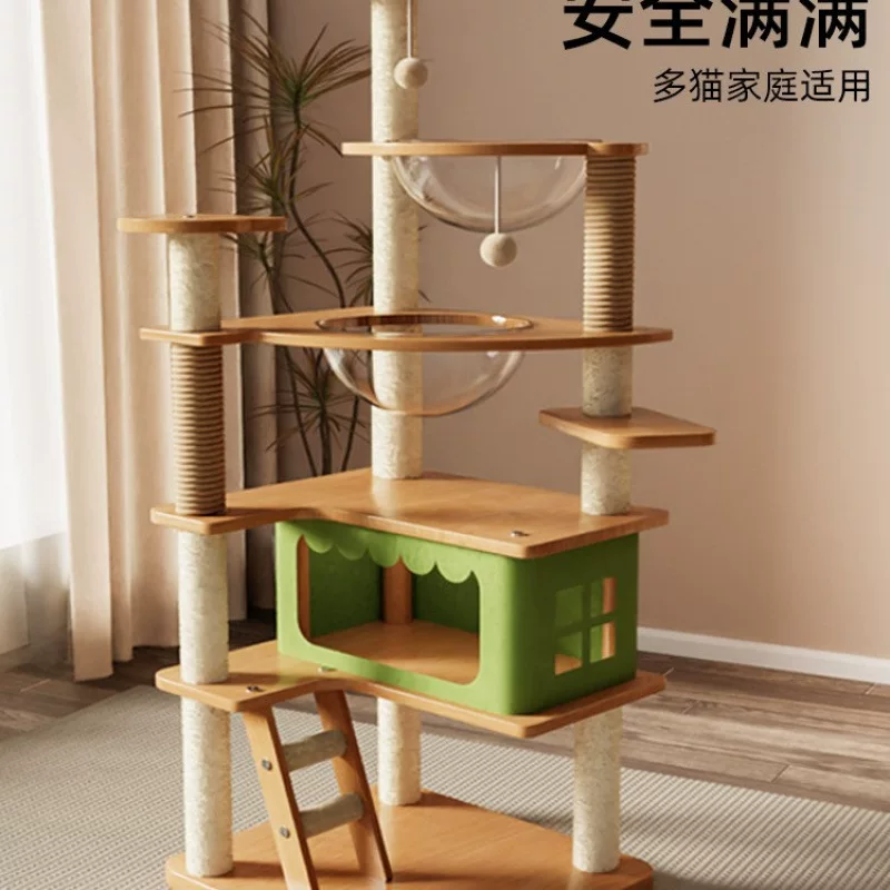 Когтеточка для кошек с гнездом, кошачье дерево all-in-one космический кабинет, семейный меч сопоставление полки, для кошек, большая когтеточка