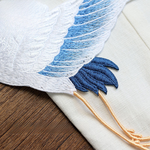 Original Crane Embroidery Patch Size Large Chinese Style Sew-on Hole Patch Decor for Clothes, Two Shapes, No Adhesive, Requires Hand Sewing