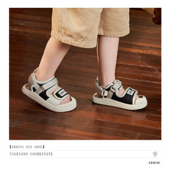 EBMINI夏季男寶寶休閒女童鞋魔術貼防滑軟底嬰兒透氣包頭學步涼鞋