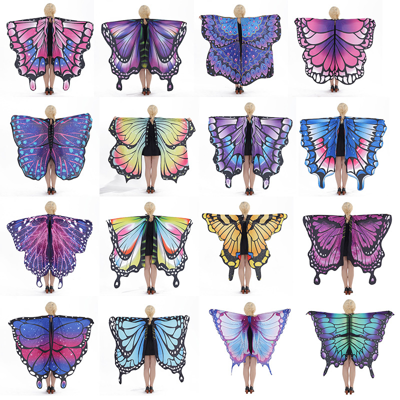 Capa de Halloween de punto para usar alas de mariposa vestido de capa vestido para niños capa ancha espectáculo de baile chal