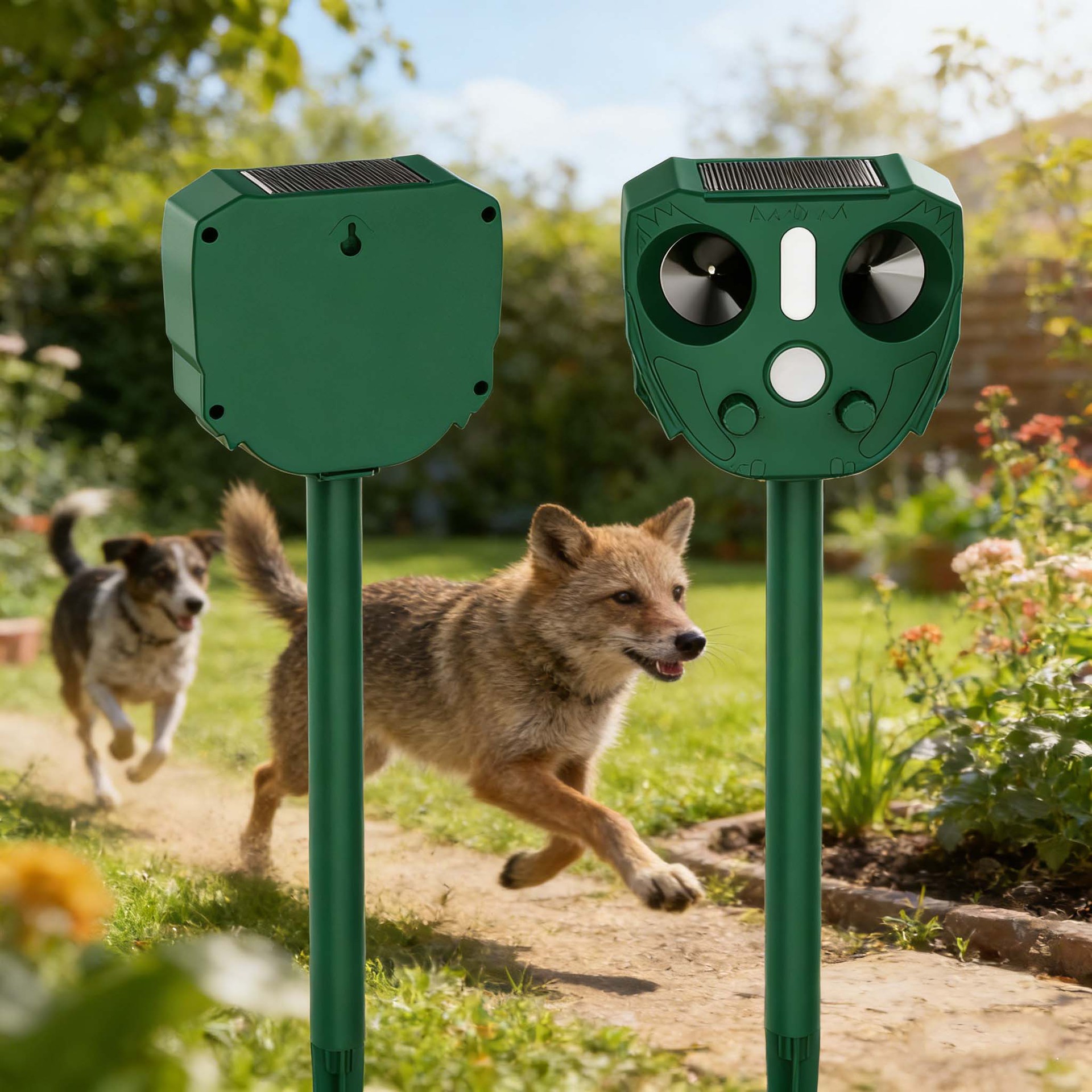 Repelente solar de animales de venta caliente transfronterizo, repelente ultrasónico de ratones para exteriores, repelente de aves con flash de inducción infrarroja