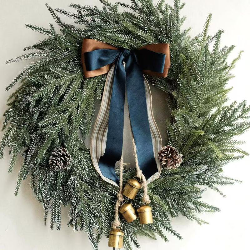 凱錦クロスボーダークリスマス装飾品新作人工クリスマス蝶結び鈴花輪クリスマスホーム前門掛け|undefined