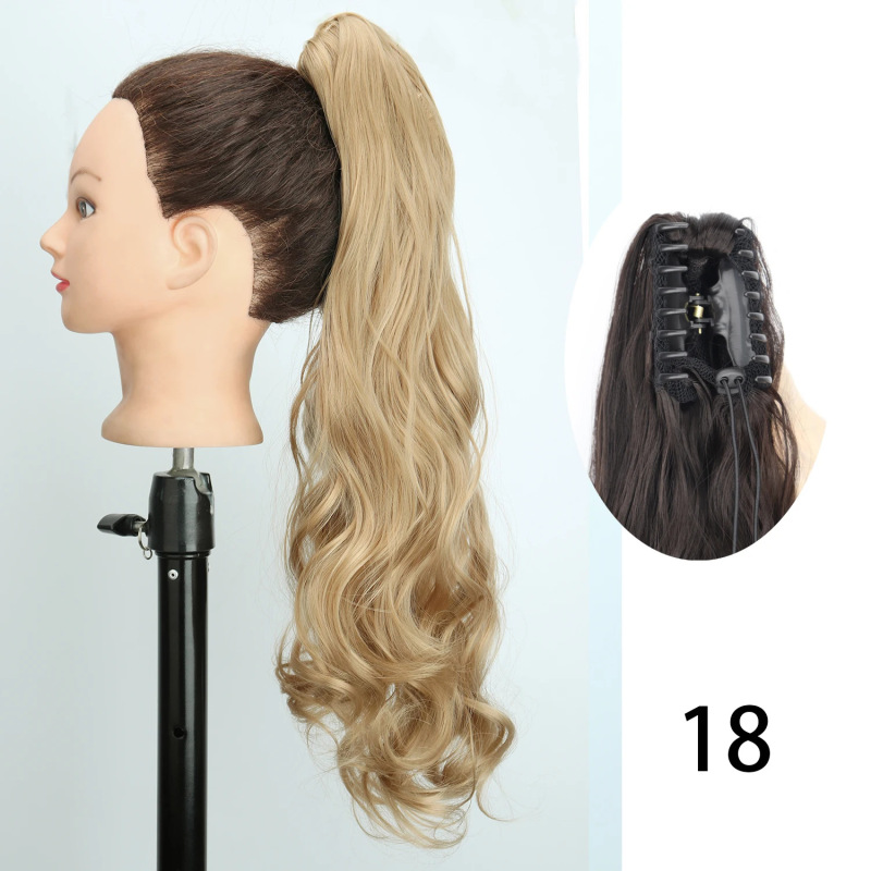 24inch ロングカーリーポニーテール高温繊維女性ビッグウェーブカーリーヘアグリップクリップポニーテールエクステンション|undefined