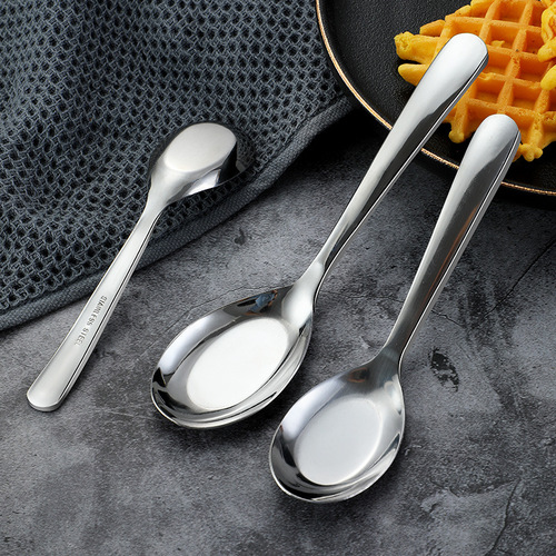 Daoqi stainless steel children's spoon long handle soup spoon household baby eating retro Chinese flat spoon thickening wholesale