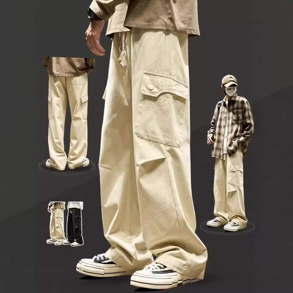 Claw Pants Men's Spring and Autumn New Japanese Style khaki Loose Straight Pants American Style Multi-Pocket Trendy Brand Casual Paratrooper Pants