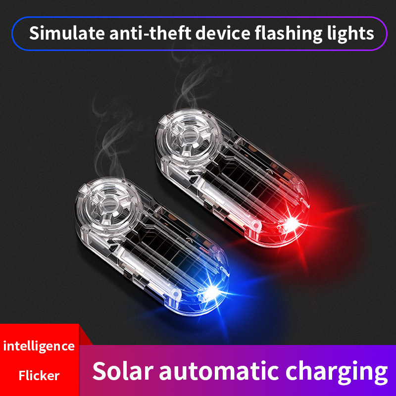 lámpara de advertencia de automóvil lámpara de inducción de respiración de automóvil aroma alarma analógica antirrobo lámpara de indicador solar montada en automóvil