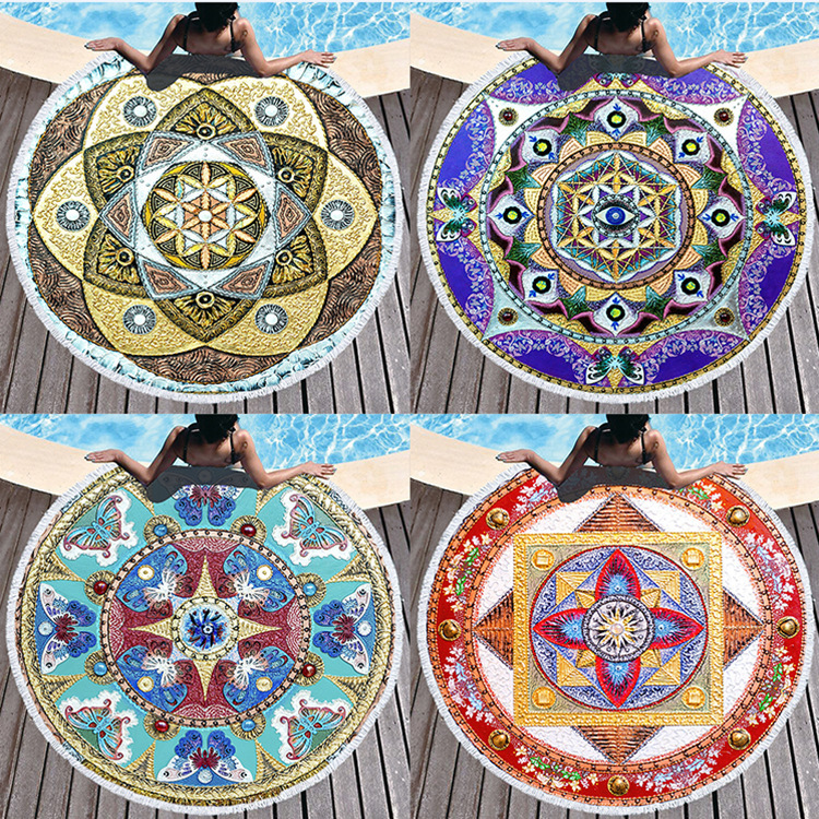 New Mandala Pattern Beach Towel Bohemia Microfiber Digital Print Beach Bath Towel Carpet Decoration