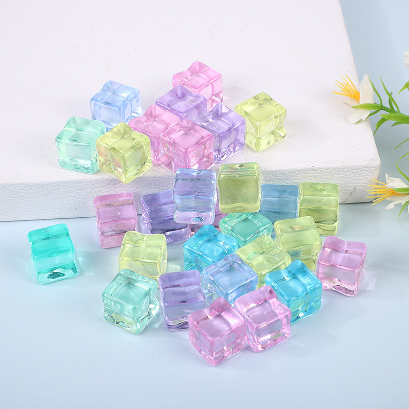 Transparent realistic square ice cubes