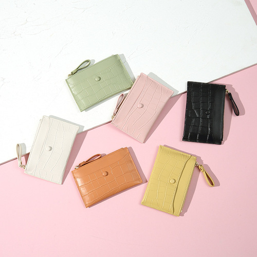 Overseas shopping new wallet mini zipper coin bag ultra-thin multi-card slot pu card bag short women's coin purse wholesale