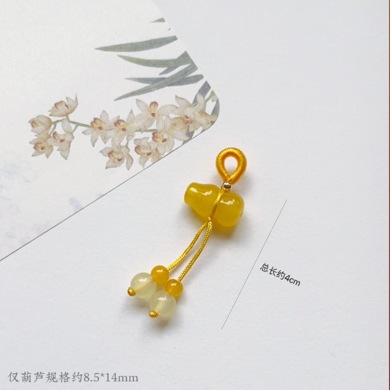 手編みのひもひょうたんペンダントDIYアクセサリーブレスレット、携帯電話用ペンダント、衣類の飾り、中国風の留め具、民族風トレンド|undefined
