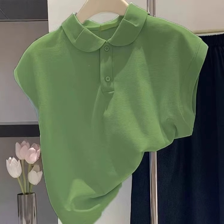 Academy-Style Short Sleeve T-Shirt for Women, Slim Fit, British Style, Solid Color Polo Shirt, Versatile Top, Ins Academy-Style Short Sleeve T-Shirt for Women, Slim Fit, British Style, Solid Color Polo Shirt, Versatile Top, Ins