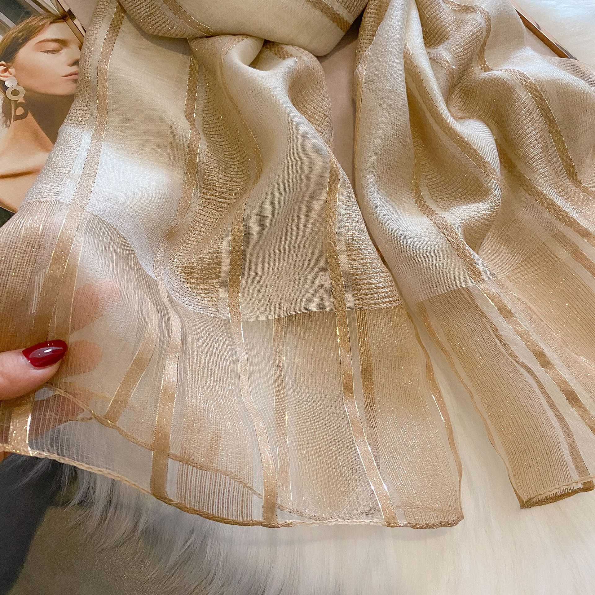 Sciarpa solida Sciarpa di seta di seta di seta di seta di moda da donna Sciarpa di seta versatile per la primavera e l'autunno della mamma_voghion.com