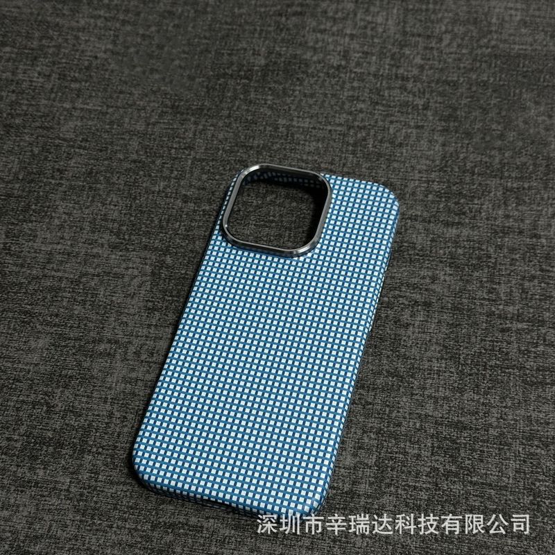 iPhone17ProMax用ケース、格子柄磁気吸着PCメタルレンズフレーム、Apple16耐衝撃保護ケース|undefined