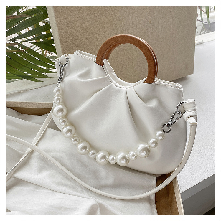 Korean fashion fold pearl handle crossbody shoulder armpit bagpicture7