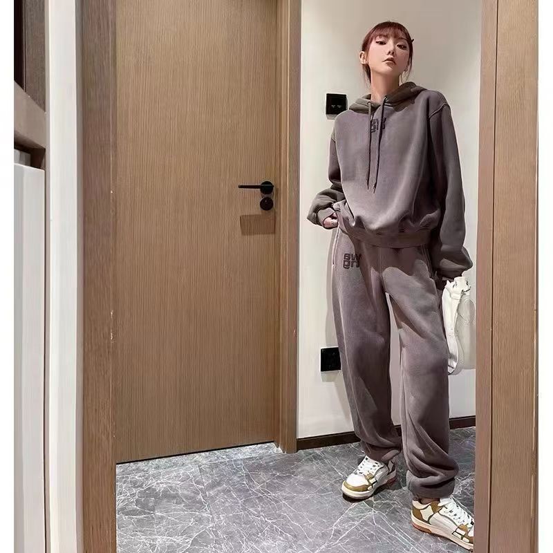 欧美风高级感衣服女套装秋时尚洋气薄款休闲宽松显瘦运动服两件套|undefined