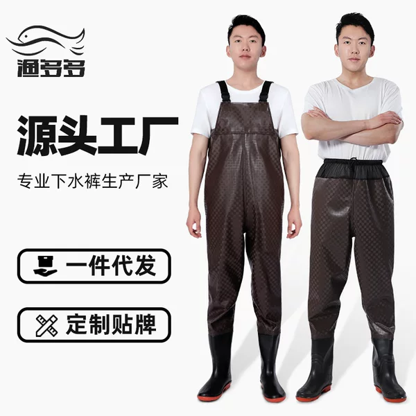 Wholesale wading pants fishing pants thickened half body water waterproof clothing fishing lotus root digging clothing reservoir raincoat water pants with shoes