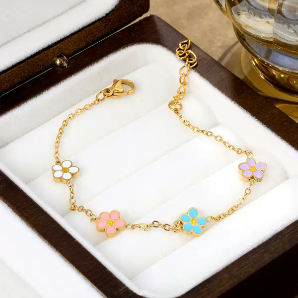 European and American Cross-Border Hot-Selling Flower Bracelets, Fresh and Sweet Mixed-Color Oil-Dropping Flower Bracelets, Cross-Border Hand Jewelry Manufacturers