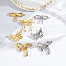 跨境热销流行时尚锆石蝴蝶结双孔连接器 手链项链DIY饰品手工配件