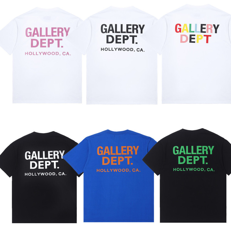 Trendy Brand Gallery Basic Letter Logo Printing Casual Men's and Women's Loose Short-sleeved T-shirt Couple Dress