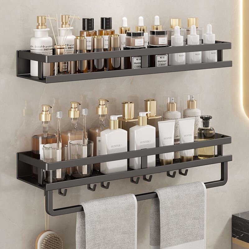 Gun gray kitchen storage rack punch-free household seasoning rack wall-mounted towel rack bathroom wall-mounted storage rack