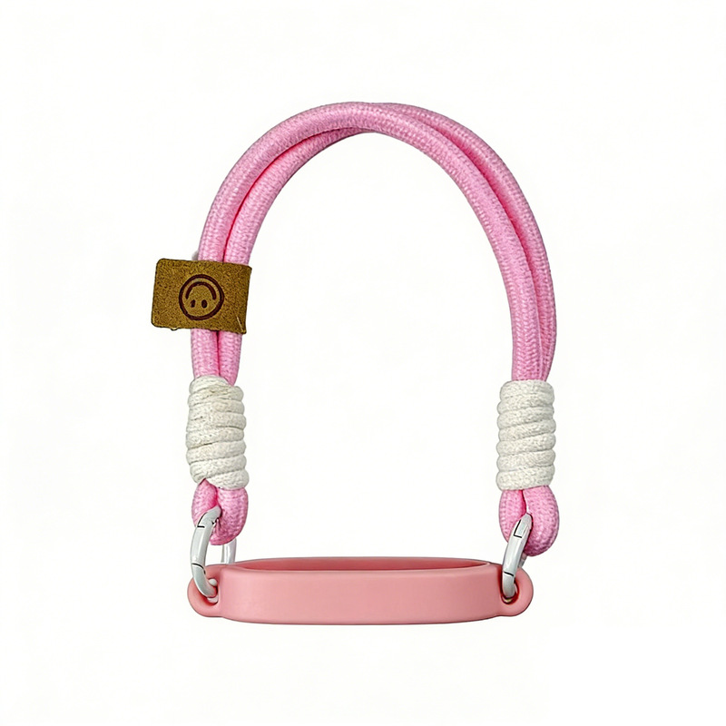 Water bottle handle strap, cup sleeve, straw cup, pink color block woven water cup strap, cup sleeve, water cup decoration accessory