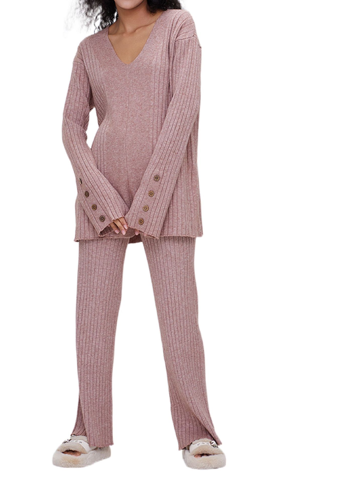 Abbigliamento da donna tuta in maglia da donna autunno e inverno pantaloni a maniche lunghe tuta casual_voghion.com