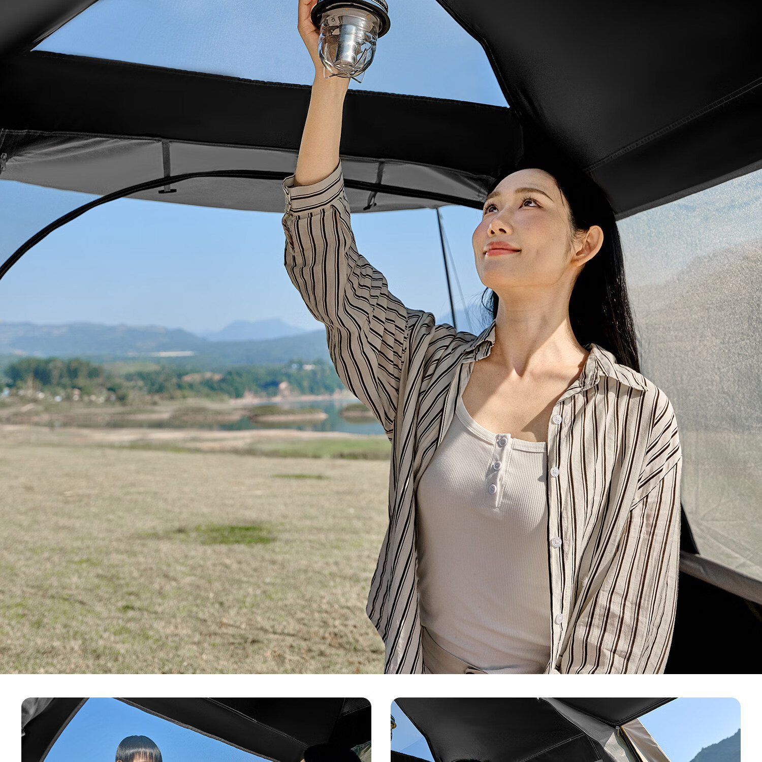 Outdoor portable tent for overnight camping and picnics, automatic camping equipment, complete set of rainproof foldable canopy 2-in-1