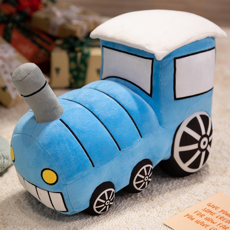 Caricatura lindo tren juguetes de peluche muñeca simulación de coche muñeca almohada muñeca regalos para niños y niñas