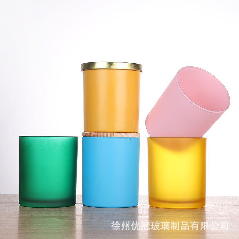 Aromaterapia colorido vela taza al por mayor helado redondo frasco de vidrio con tapa decoración del hogar candelabro adornos