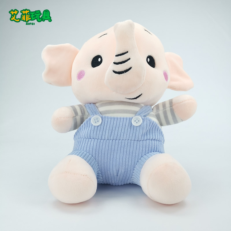 Muñeco de Peluche de Elefante con Overol de Ocho Pulgadas de Felpa Corta