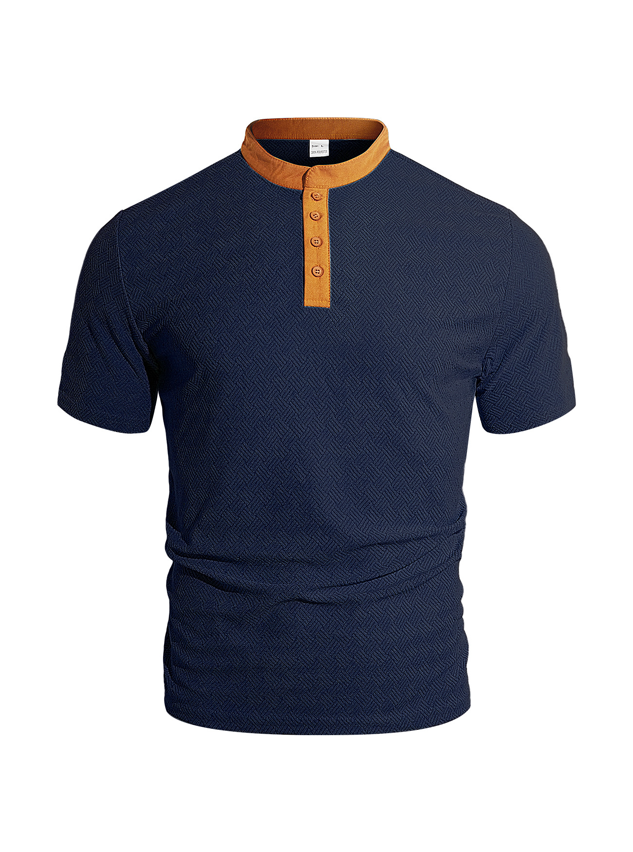 Nuevo transfronterizo de Europa y América Amazon verano hombre botón de cuello redondo color de manga corta hombre camiseta de hombre delgada