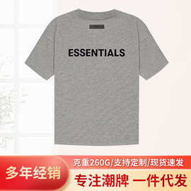 FEAR OF GOD ESSENTIALS复线SS22第八季植绒字母短袖T恤