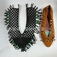 PU手工编织藤编鞋面女凉鞋外贸鞋材半成品帮面加工定制鞋花Y10016