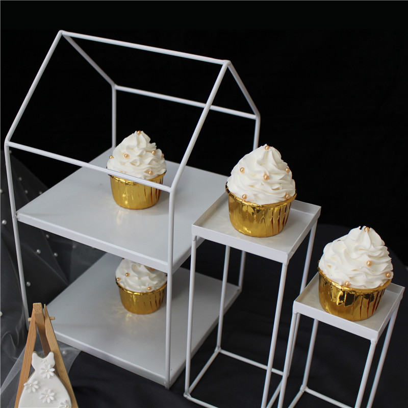Estilo europeo blanco decoración de la mesa de postre soporte de exhibición de la torta de la boda estante merienda té de la tarde postre bandeja de pastelería image 4