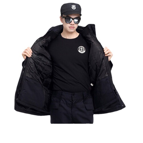 Winter security clothing, special duty cotton clothing, security training coat, extended and thickened security property duty cold-proof overalls