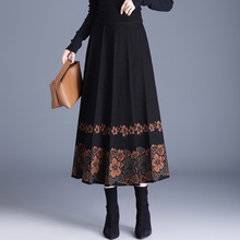 提花针织毛线裙a字裙女秋冬2025新款高腰显瘦复古半身裙中长裙子