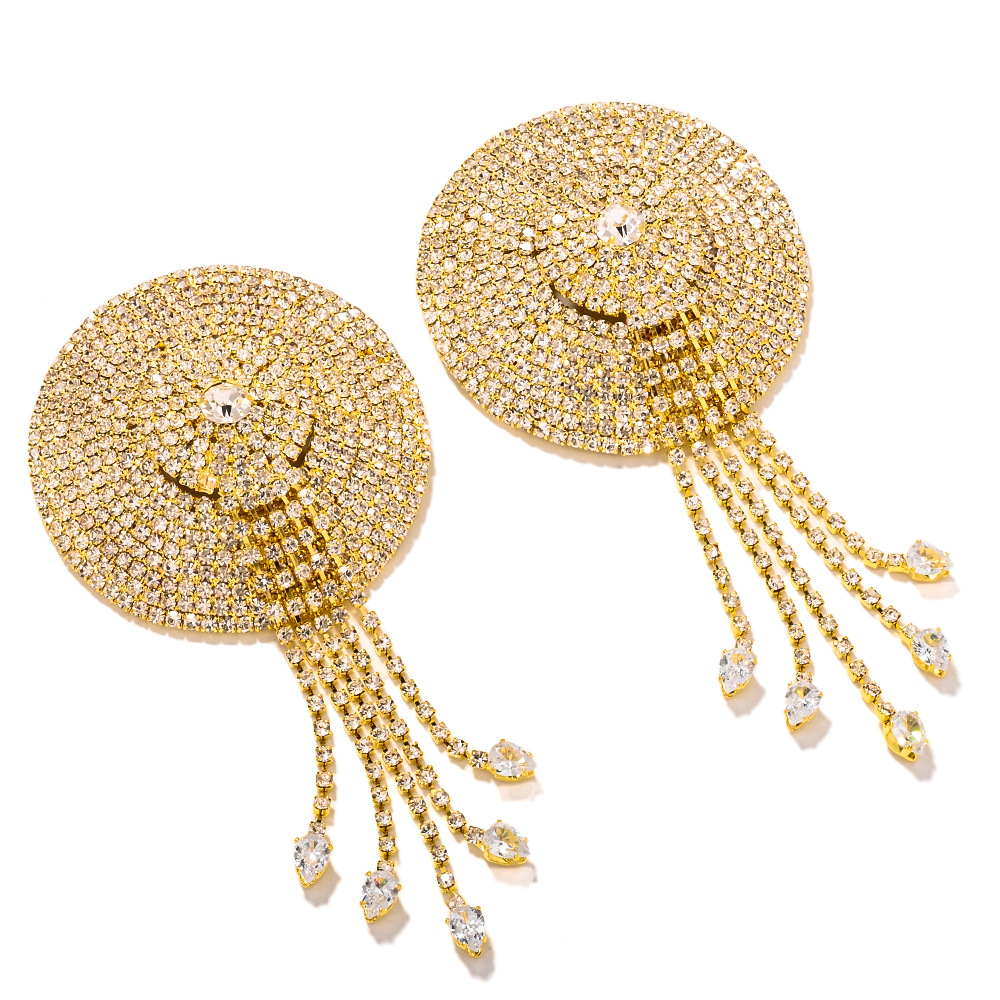 Amazon venta caliente sexy fijación de pecho moda redonda diamante adhesivo de pecho accesorios para mujeres pegatinas de pecho