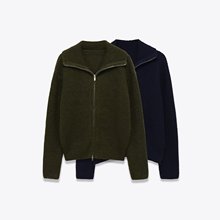 BSK&TRAF女装2025年秋季新款欧美风时尚简约宽松拉链针织毛衣外套