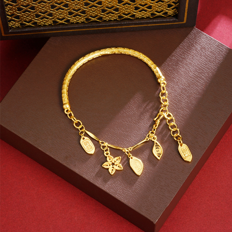 Nueva pulsera de oro de esmalte chino antiguo Fasha retro pulsera de lujo ligera de lujo de alta calidad no se desvanecerá joyas