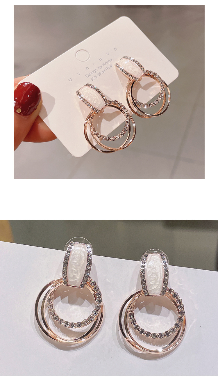 Fashion Geometric Circle Rhinestone Alloy Earrings Wholesale display picture 1